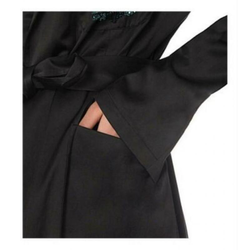 Dries van Noten prachtige satin jas zwart mt 42 by Pauw