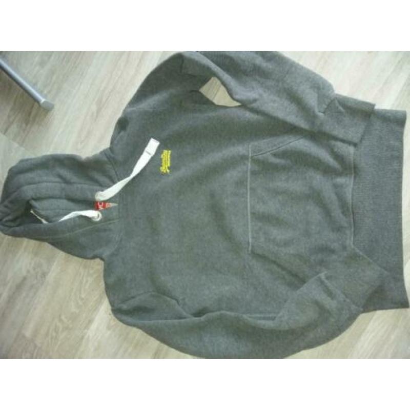Superdry oranje label dikke hoodie sweater maat S