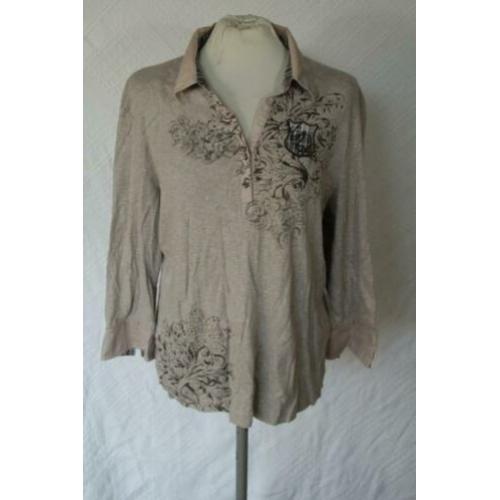 Mooi damesshirt.Kraag.Strass.Mt L.Merk Gerry Weber