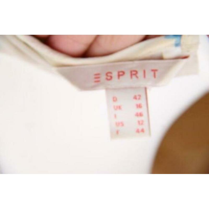 Jurk beige bloem Maxi Esprit mt 42