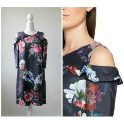 Comma - NIEUW / prachtige blauw bloemen jurk / maat 38