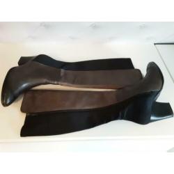 Nieuw..tamaris bruine /zwarte leren laarzen maat 39