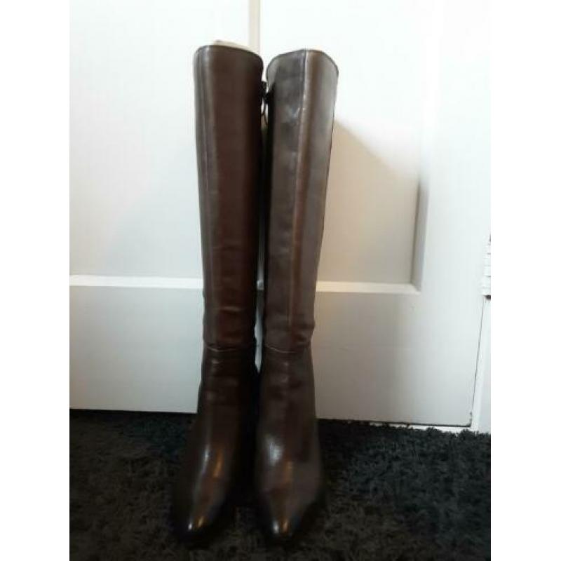 Nieuw..tamaris bruine /zwarte leren laarzen maat 39