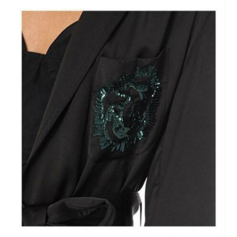 Dries van Noten prachtige satin jas zwart mt 42 by Pauw