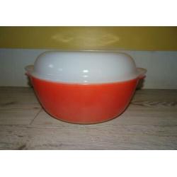 Arcopal schaal met deksel Opale geel retro vintage