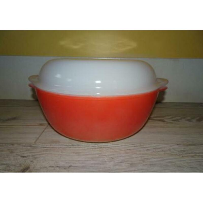 Arcopal schaal met deksel Opale geel retro vintage