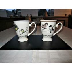 Elles Hollandse vogels 2 mokken op voet Dm 8,5X10cm