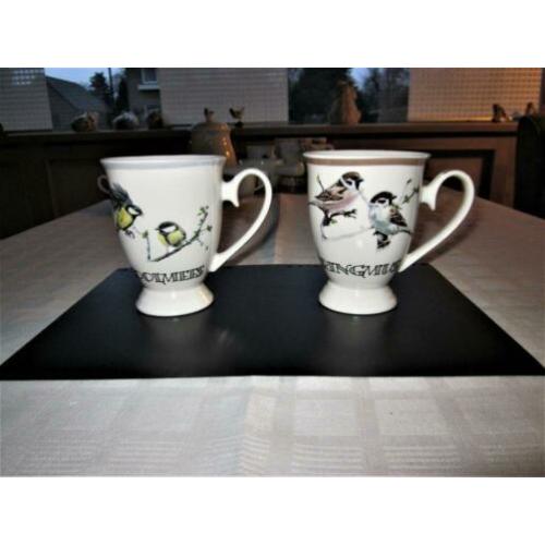 Elles Hollandse vogels 2 mokken op voet Dm 8,5X10cm