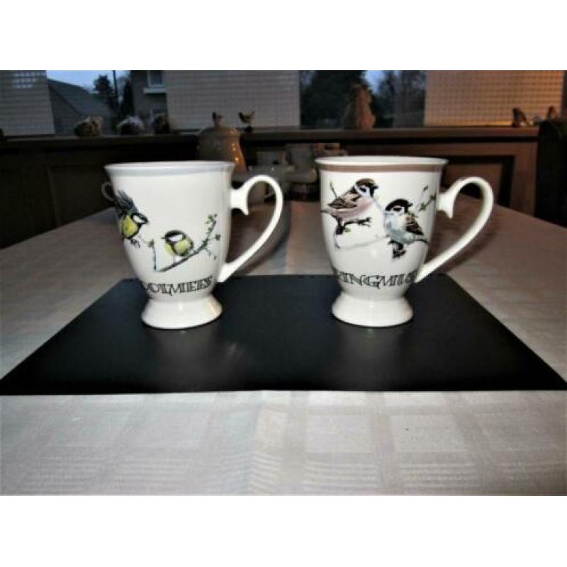 Elles Hollandse vogels 2 mokken op voet Dm 8,5X10cm