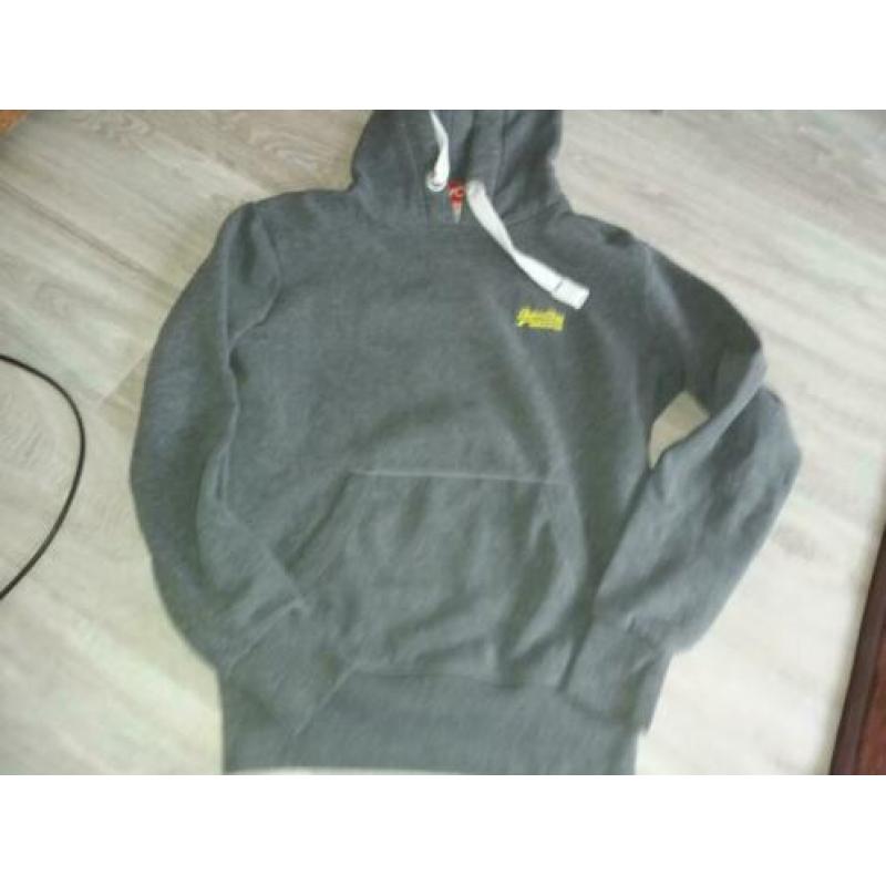 Superdry oranje label dikke hoodie sweater maat S