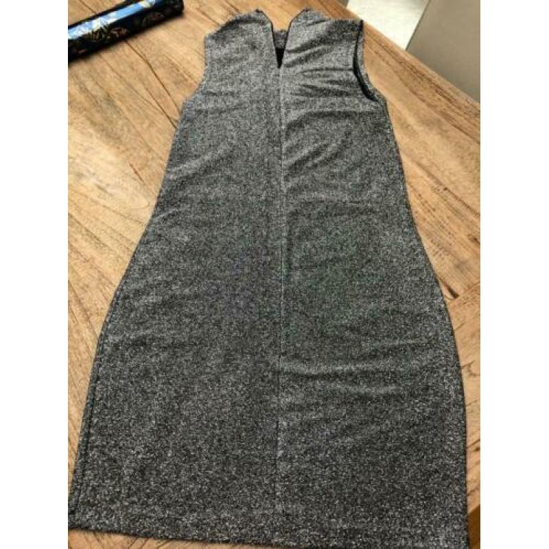 Zilver zwart glitter jurkje Zara maat s (eerder xs) mouwloos