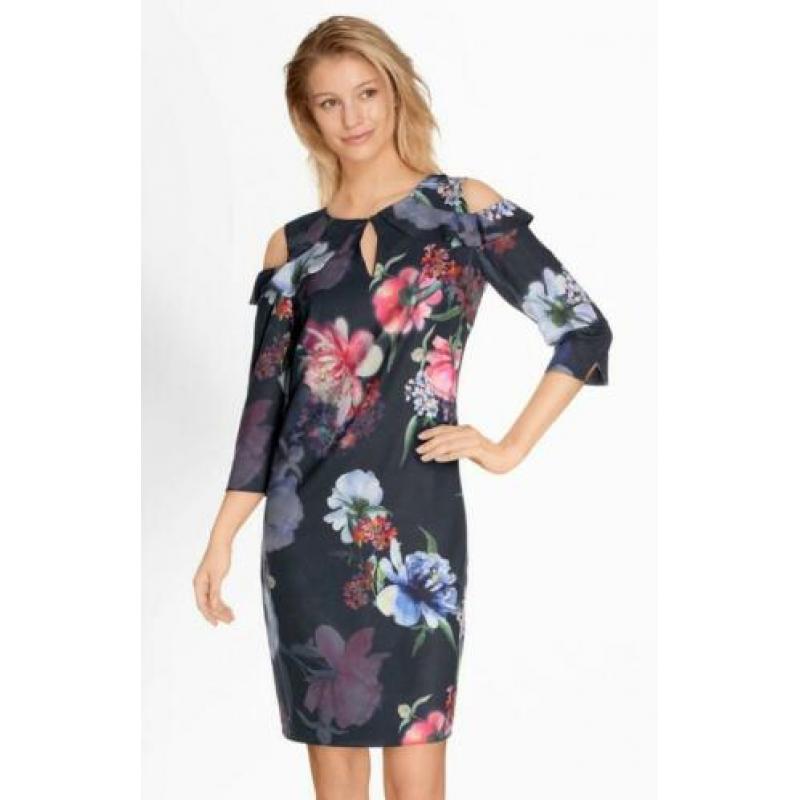 Comma - NIEUW / prachtige blauw bloemen jurk / maat 38