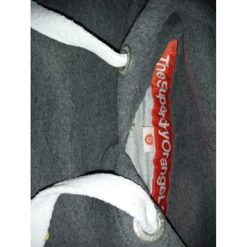 Superdry oranje label dikke hoodie sweater maat S