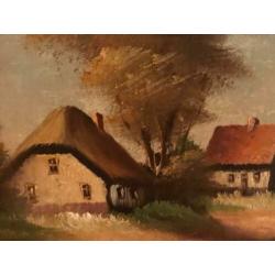 Schilderij huisjes met landschap