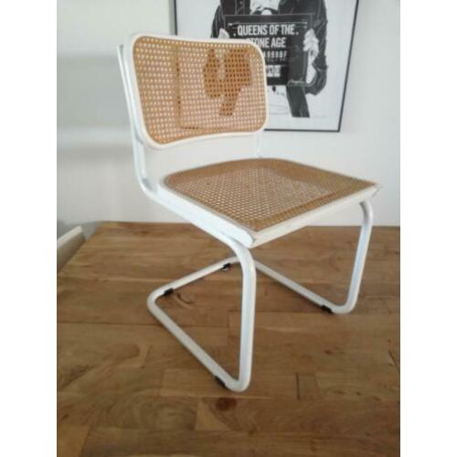 8x Vintage design Breuer Thonet stijl Cesca stoel wit rotan