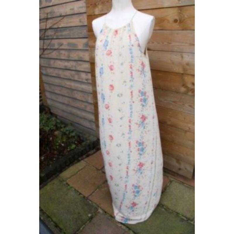 Jurk beige bloem Maxi Esprit mt 42