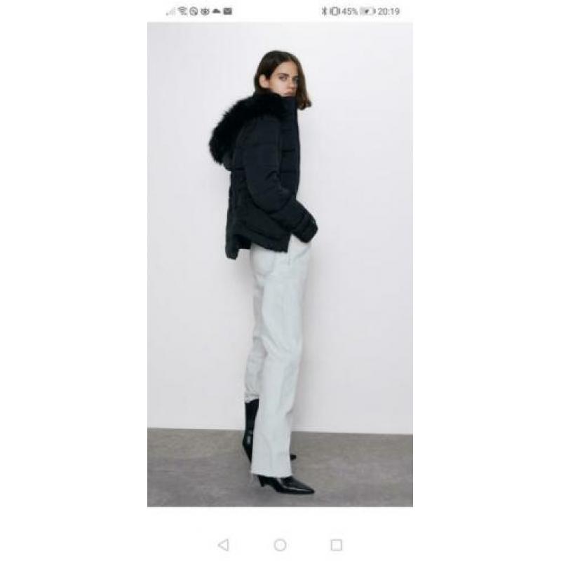 Nieuw Zara waterbestendige kort jas, zwart, maat S