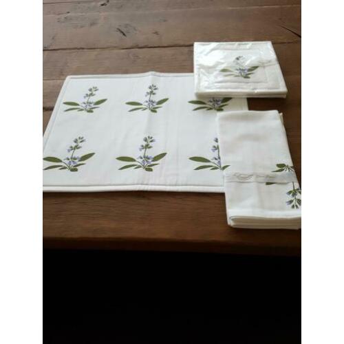 Set katoenen placemats, servetten en onderzetters