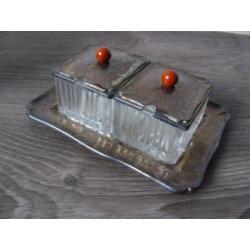 Oude, marmelade set / ontbijtset / bakjes op dienblad