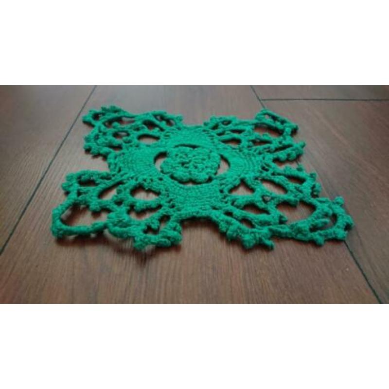 retro pannenonderzetter gehaakt groen 23x20