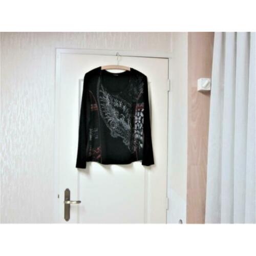 Gerry Weber Tai fun zwart shirt - lange mouw en print Mt 42