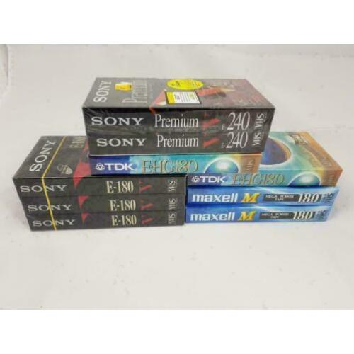 Lot van 9 nieuwe VHS videobanden Sony, TDK en Maxell