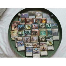 A mixture of Magic the Gathering cards & 2 life dice!