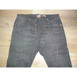 Please Grijze Baggy Spijkerbroek Jeans Met Verfspatten Mt L