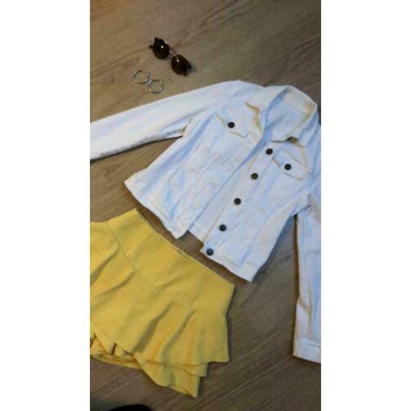 slim denim zomer jack met zakken spijkerjas jeans jasje wit