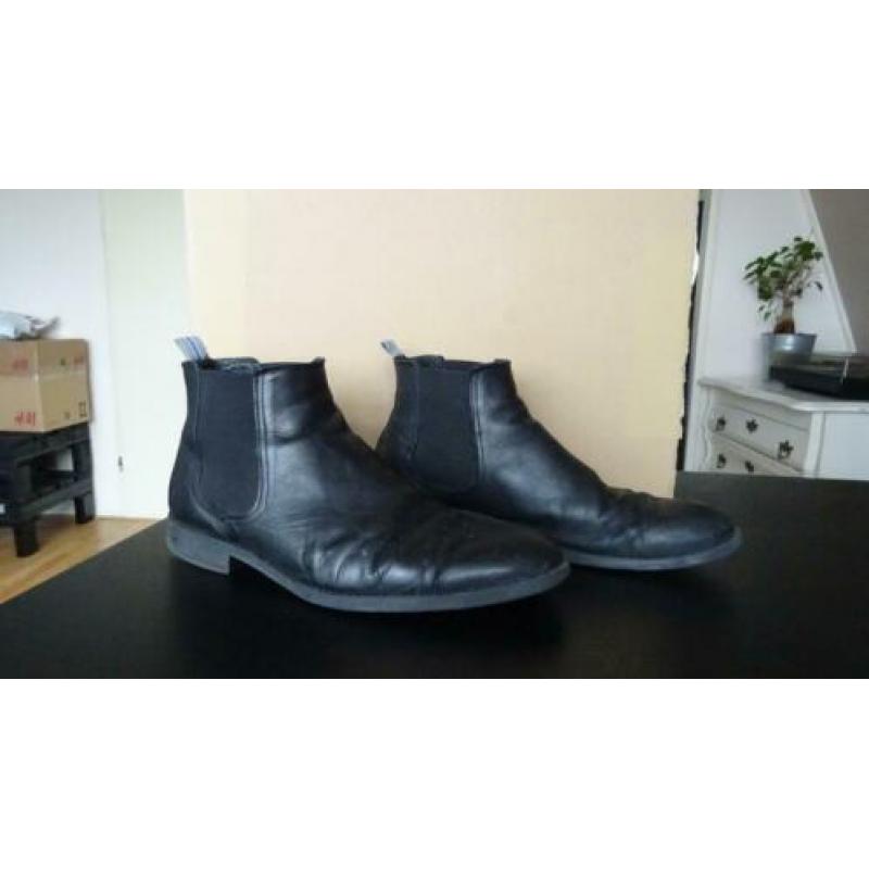 Sacha Zwart leren Chelsea boots / laarzen maat 43