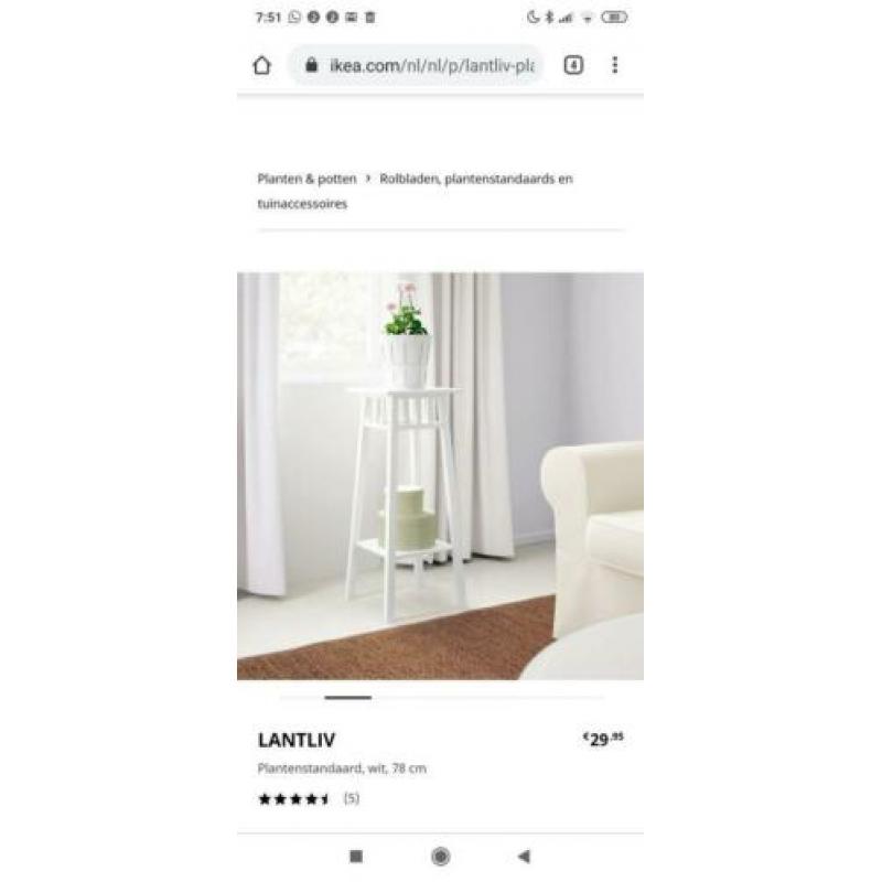 IKEA Lantliv Bijzettafel plantentafel wit hout NP €30