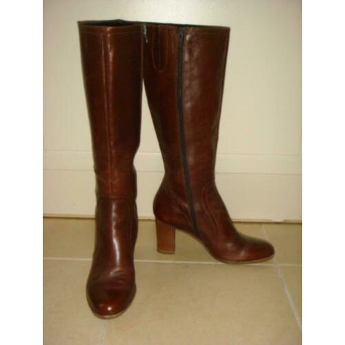 EGO Alberto Gozzi warm bruine leren laarzen hak 7,5 cm 37,5
