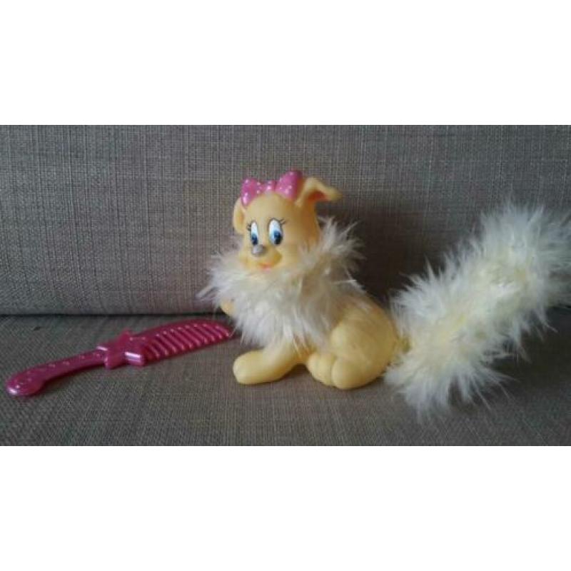 vintage speelgoed hondje pluisstaartje fluffy dogs jaren 80
