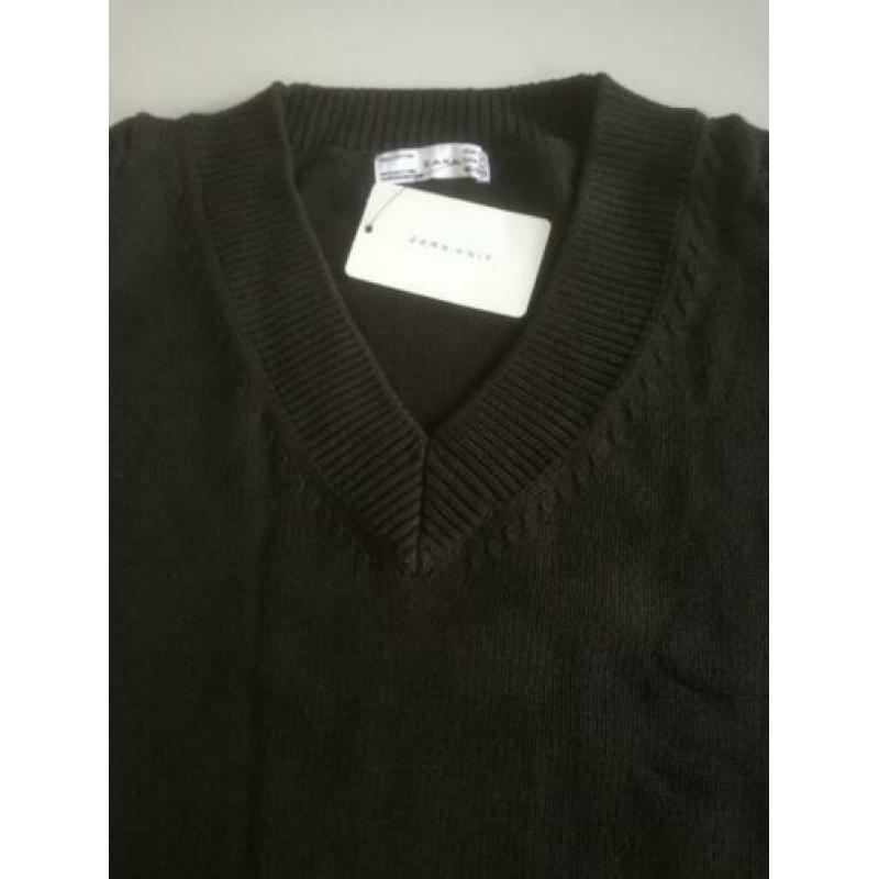Zwarte V-hals trui, 100 % katoen, NIEUW!!