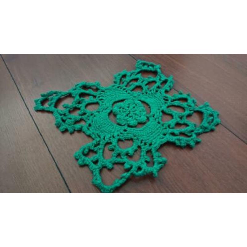 retro pannenonderzetter gehaakt groen 23x20