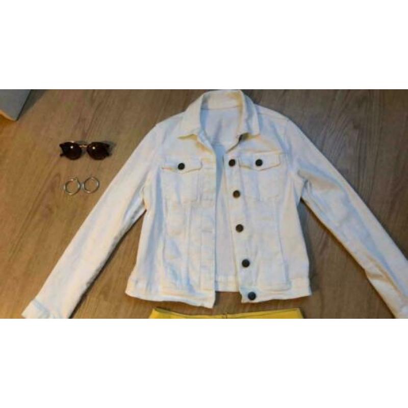 slim denim zomer jack met zakken spijkerjas jeans jasje wit