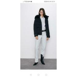 Nieuw Zara waterbestendige kort jas, zwart, maat S
