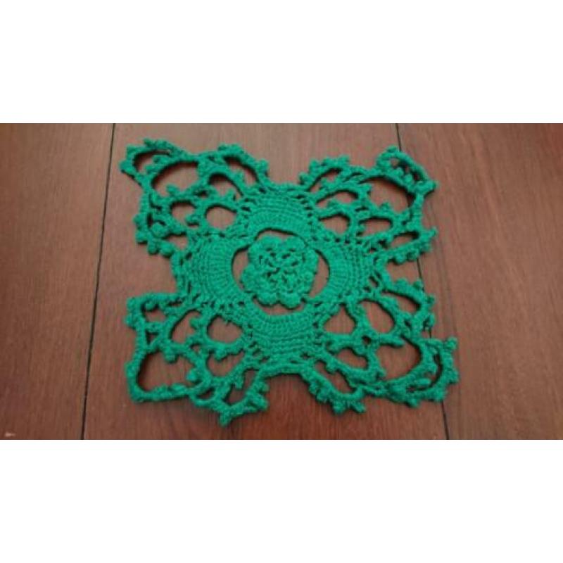 retro pannenonderzetter gehaakt groen 23x20