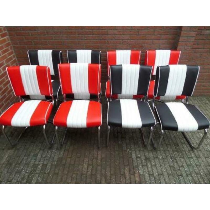 4 x Bel Air fifties sixties Slede stoelen en diner tafel