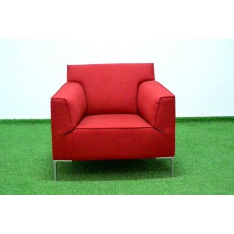 ??Als NIEUW rode stoffen Design on Stock Bloq fauteuil