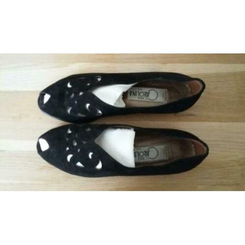 Vintage suède peeptoes ballerina's Donna Carolina (38/39)