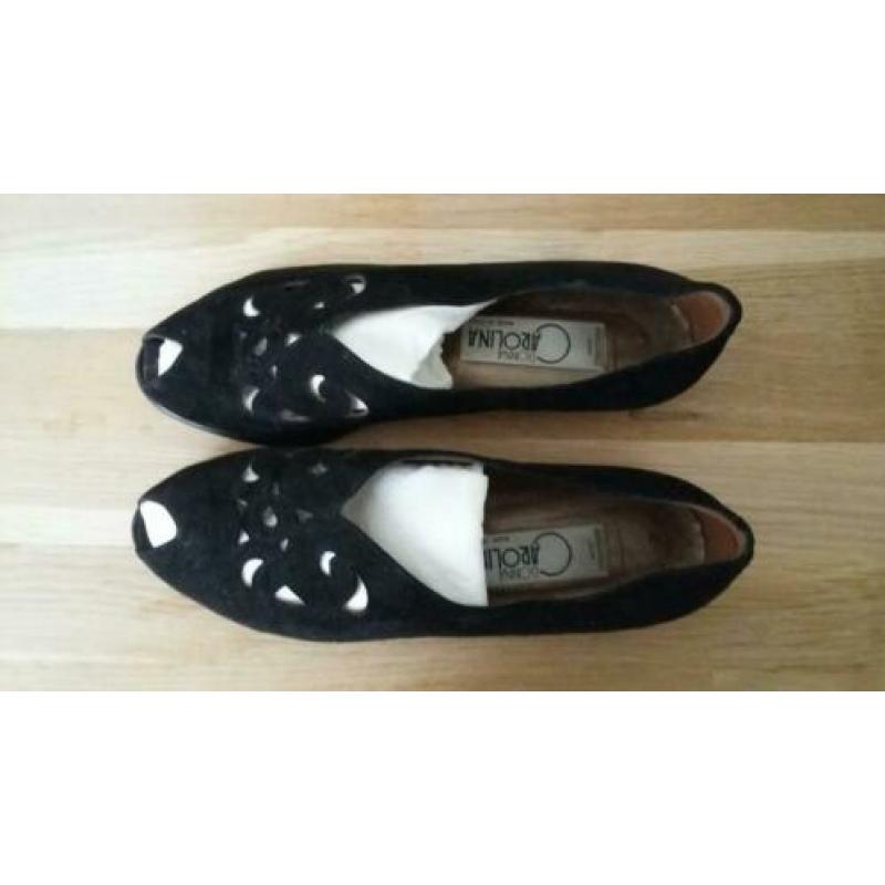 Vintage suède peeptoes ballerina's Donna Carolina (38/39)