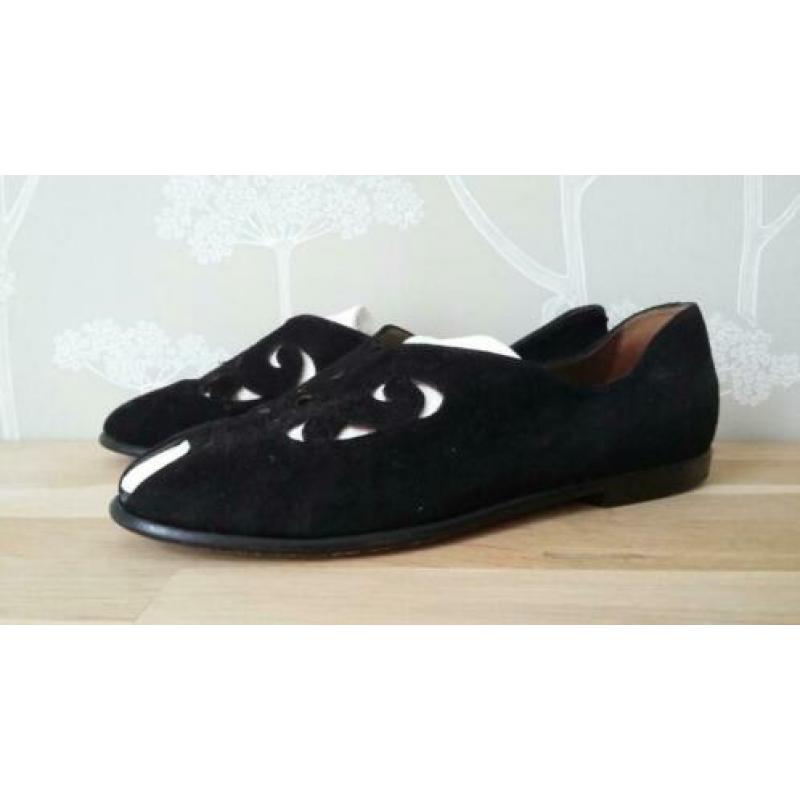 Vintage suède peeptoes ballerina's Donna Carolina (38/39)