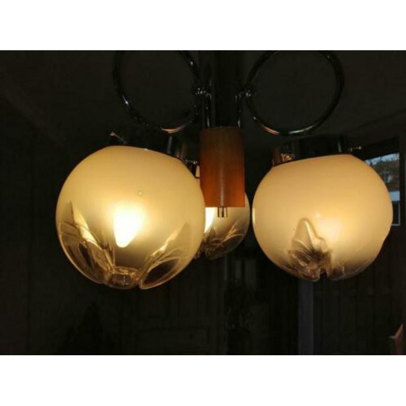 Murano hanglamp Mazegga, drie glazen bollen/retro/vintage