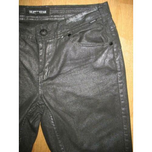 Superstar-Stretchy broek- Zwart met Zilver Effect-Maat 34??