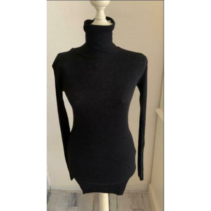 Helmut Lang zwart rib trui colltrui Nieuw