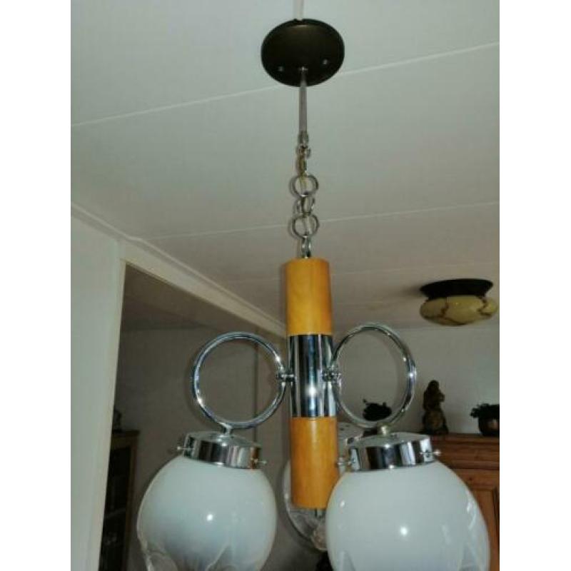 Murano hanglamp Mazegga, drie glazen bollen/retro/vintage