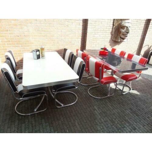 4 x Bel Air fifties sixties Slede stoelen en diner tafel