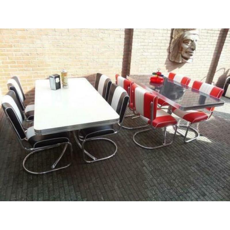 4 x Bel Air fifties sixties Slede stoelen en diner tafel