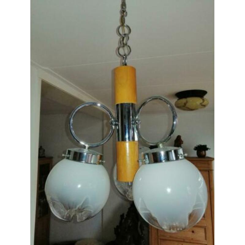 Murano hanglamp Mazegga, drie glazen bollen/retro/vintage